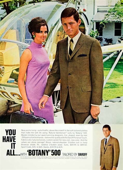 1965 Ad Botany 500 Total Wardrobe Daroff Suit Coat Overcoat 60s Fashion ...