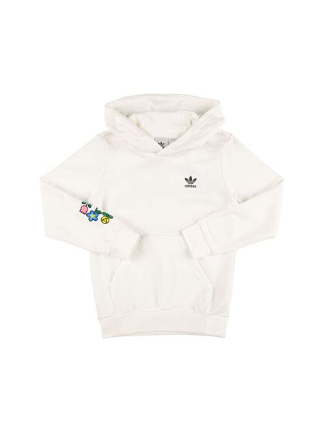 Adidas Originals Kids' Hello Kitty Print Cotton Hoodie In White | ModeSens