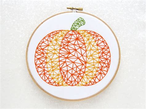 Modern Pumpkin Embroidery Pattern, DIY Thanks Giving Decor, Halloween Embroidery Pattern ...