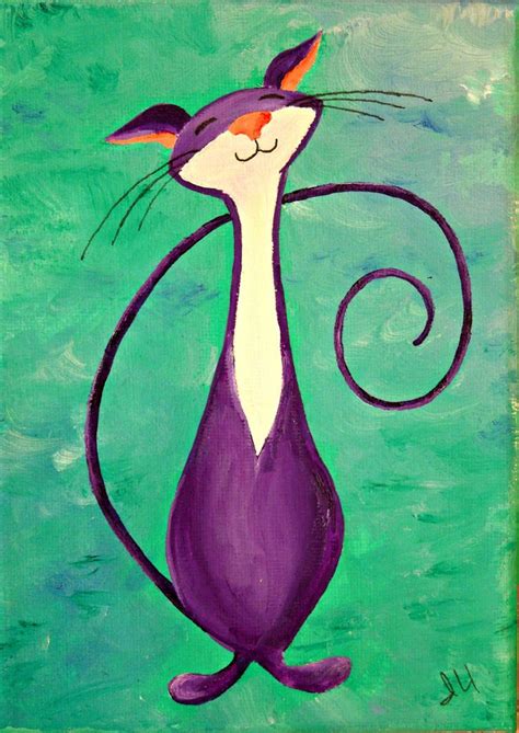 purple cat | Cat painting, Purple cat, Whimsical art