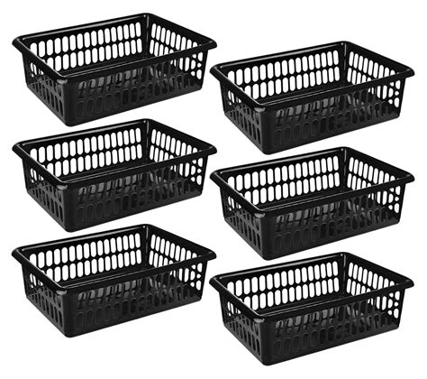 Zilpoo 6 Pack - Plastic Storage Organizing Baskets, Food Pantry Closet Shelves Large Organizer ...
