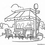 Cute Cafe With Outdoor Seating Coloring Page  Pagescom sketch template