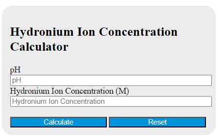 Hydronium Ion Concentration Calculator - Calculator Academy