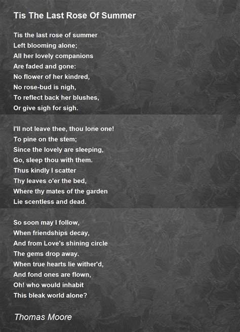 Tis The Last Rose Of Summer Poem by Thomas Moore - Poem Hunter