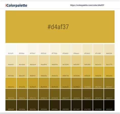 Gold Metallic Color Chart