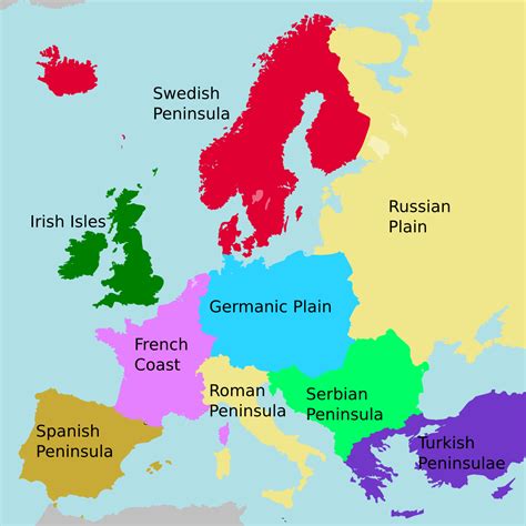Map of Europe by non-political geographical regions : r/ireland