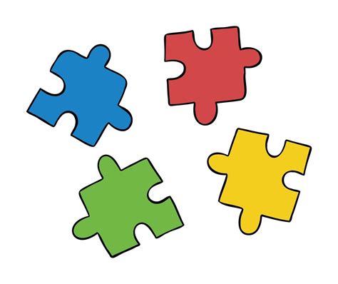 Cartoon vector illustration of compatible 4 puzzle pieces in different ...
