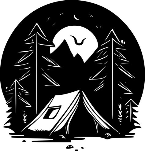 Camping, Black and White Vector illustration 24571189 Vector Art at ...