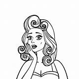 Coloring Page Pin Up Style Surprised Woman Pop Art girl Portrait  sketch template