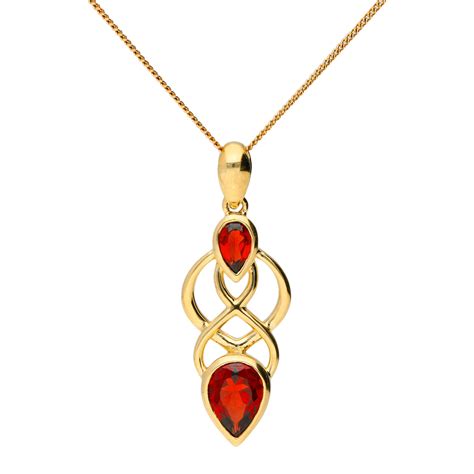 9ct Yellow Gold Garnet Celtic Pendant | Buy Online | Free Insured UK Delivery