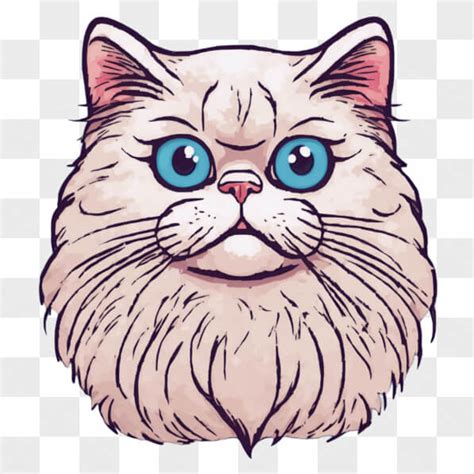 Download Beautiful White Cat with Blue Eyes Illustration Cartoons ...