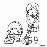 Cleaning Up Coloring Page Sketch sketch template