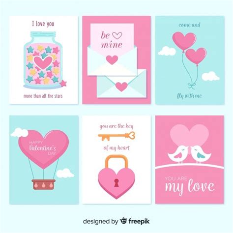 Colección tarjetas día de san valentín vector gratuito | Etiquetas de ...