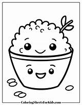 Rice Coloring Pages Sheets Printable Grain Colouring Food Breakfast  sketch template