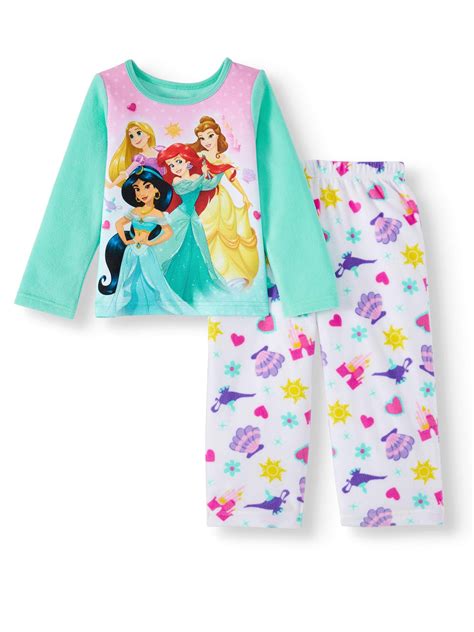 Disney Princess - Disney Princess Baby Toddler Girl Long Sleeve Microfleece Pajamas, 2pc Set ...