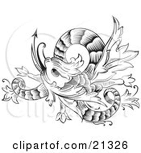 Clipart Illustration of a Green And Red Chinese Dragon Twisting Over An Orange Circle Background ...