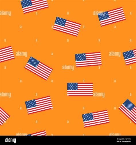 USA flag seamless patern isolated on orange background. American sign vector design Stock Vector ...