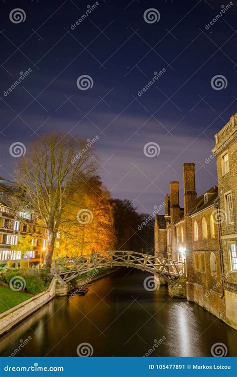 The Mathematical Bridge by Night Stock Image - Image of punt, famous ...