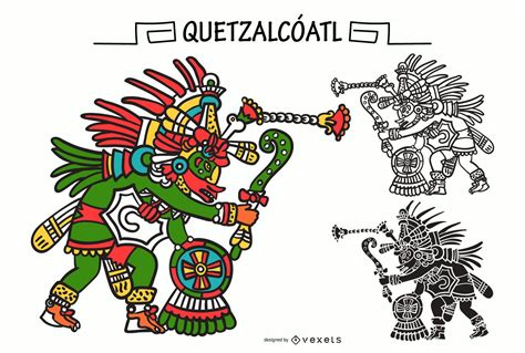 Quetzalcoatl Aztec God Vector Set Vector Download