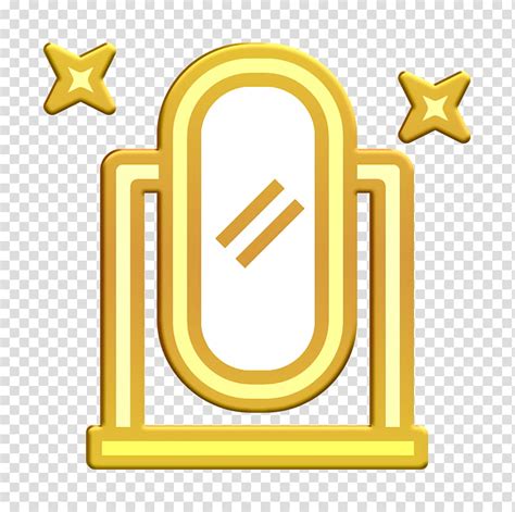 Full length mirror icon Home Equipment icon Mirror icon, Text, Yellow, Symbol transparent ...
