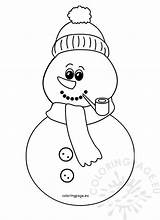 Snowman with Scarf And Pipe Clipart Kid  Coloring Page sketch template