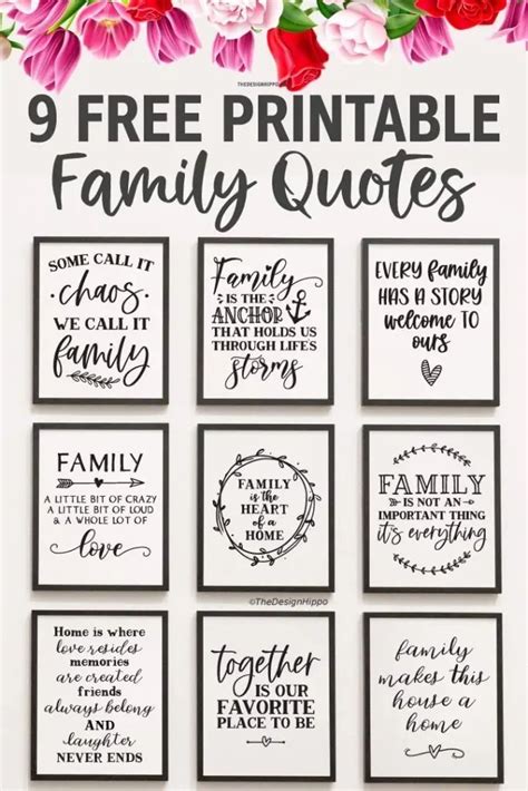 Free Farmhouse Home Decor Printables - Set of 9 Family Quotes in 2023 ...