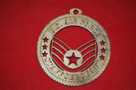 AIR FORCE Enlisted Rank Insignia Staff Sergeant wooden ornament $6.00 - PicClick