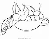 Cherries In Cup Coloring Page For Kids  Free Cherry Printable sketch template