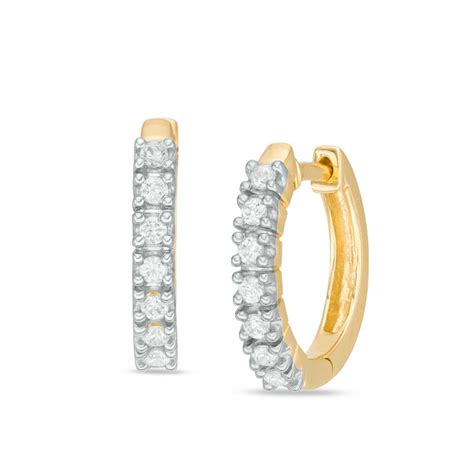 1/4 CT. T.W. Diamond Huggie Hoop Earrings in 14K Gold | Zales