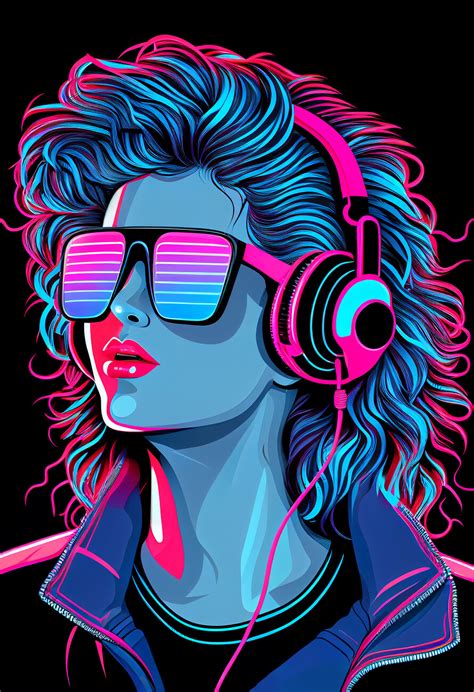 Wall Art Print | Retro Girl listening to music 80s | Europosters