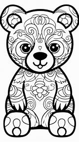Monochrome line art Bear coloring Page Illustration  Premium AI sketch template