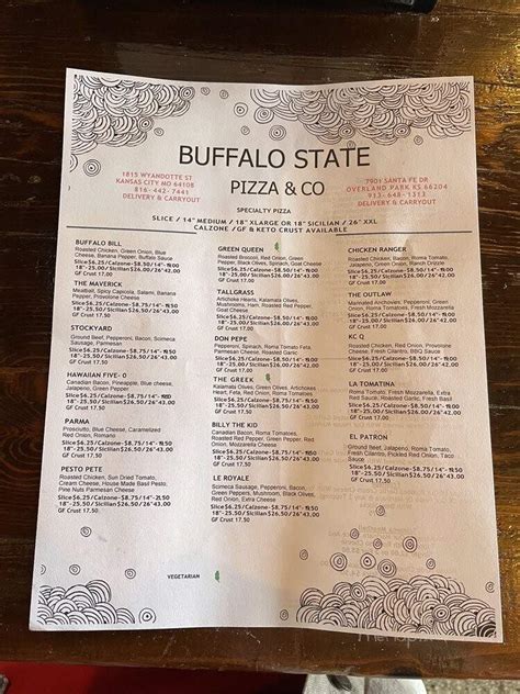 Menu of Buffalo State Pizza in Overland Park, KS 66204