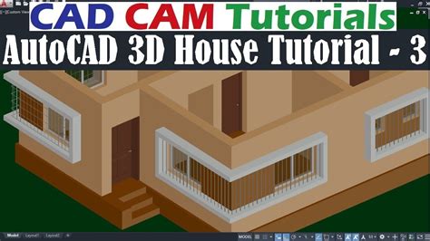 AutoCAD 3D House Modeling Tutorial - 3 - YouTube