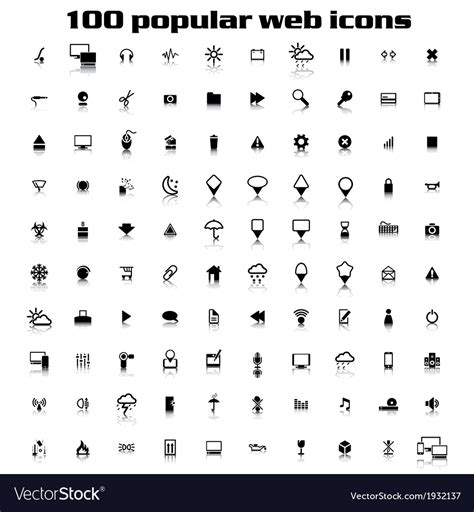 100 black and white popular web icons Royalty Free Vector