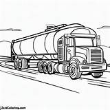 Printable Oil Container Semi Truck On The Road Coloring Page  Coloring sketch template