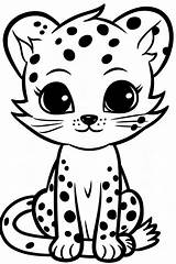 Roar Some Fun Easy Cute Baby Cheetah Cub Coloring Pages For Kids sketch template