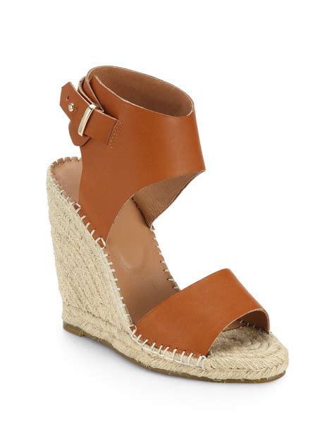 Joie Palo Leather Espadrille Wedge Sandals in Brown (TAN) | Lyst