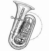 Tuba Coloring Musical Pages Instruments Printable Sheets Instrument  sketch template
