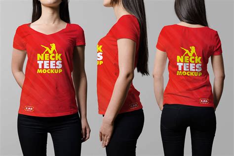 Female T-Shirt Free Mockup — Free Mockup World