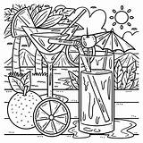 Summer Cocktail On The Beach Coloring Page Stock Vector  Illustration sketch template