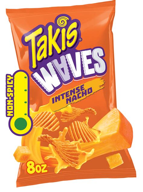 Takis Intense Nacho Waves 8 oz Sharing Size Bag, Cheese Wavy Potato ...