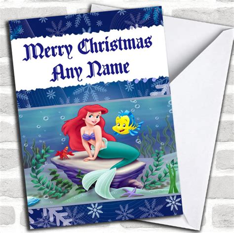 The Little Mermaid Personalized Birthday Card - Red Heart Print