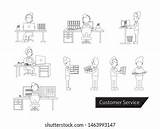Set Customer Service Operator Process Vector Stock Royalty Free  sketch template
