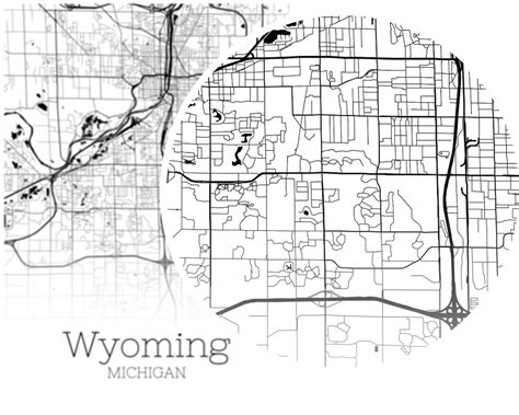 Wyoming Map INSTANT DOWNLOAD Wyoming Michigan City Map | Etsy