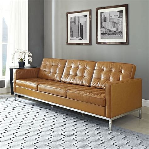 Modway Loft Leather Sofa | Modern leather sofa, Caramel leather sofa ...