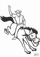 Rodeo Cowboy Riding Bucking Bronco coloring Page  Free Printable sketch template