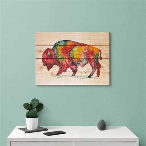 Bison / Art Print on Wood / Wood Wall Art / Pallet Wall Art / - Etsy