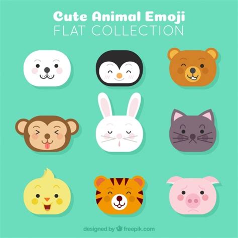 Premium Vector | Several animal emojis in flat design