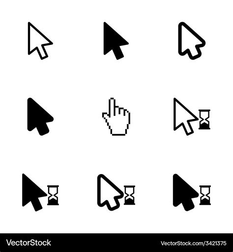 Black cursor icon set Royalty Free Vector Image