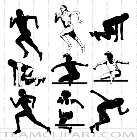 Girls Track Silhouettes | Quality Clipart Images | AI JPG EPS PNG